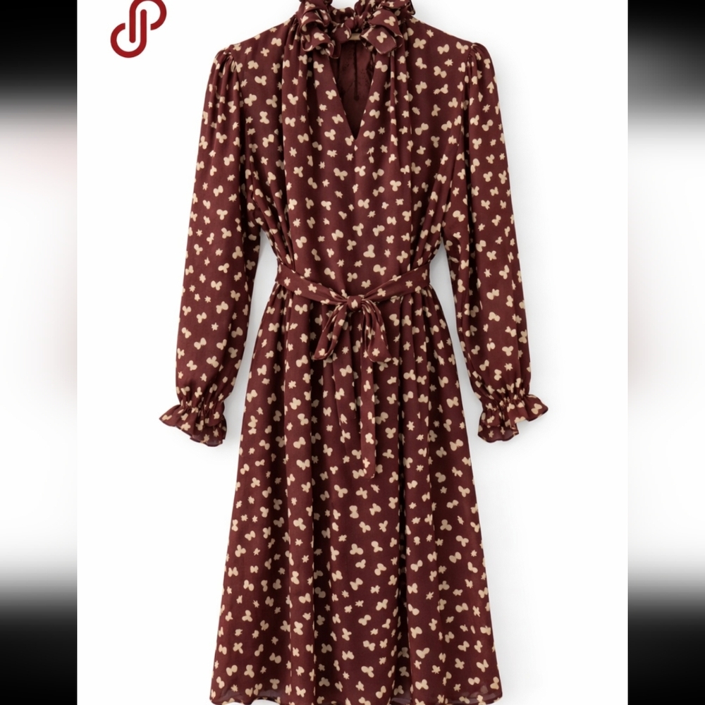 Vintage Saint Jacques Paris Elegant Butterfly Print Midi Dress Size 12